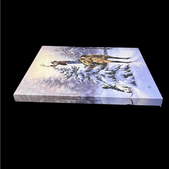 Jack Sorensen Canvas Wall Art Boy Hanging A Star On A Snow Flocked Tree 20”x16” - Picture 9 of 12